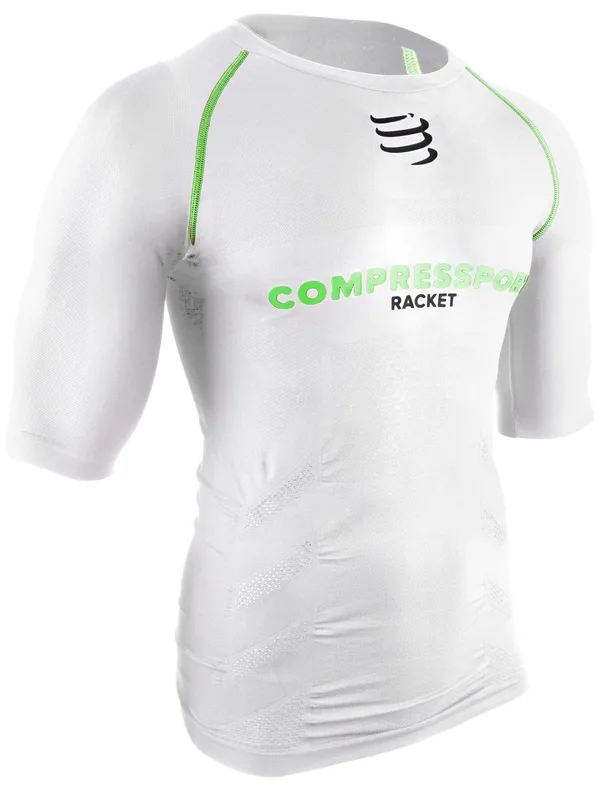 Compressport Racket Tee Shirt White Green